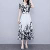 Rochie Maxi Florală de Damă Stil Artă Chineză Imprimeu A-linie Rochie Lungă Vară Mânecă Scurtă Decolteu în V Rochie de Plajă
