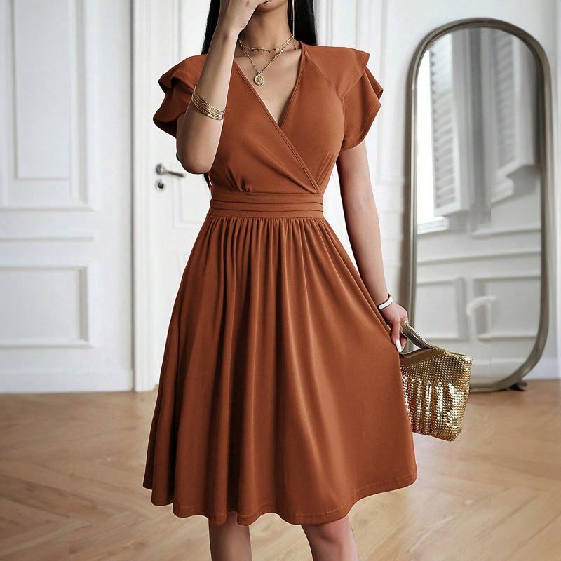 Women's Dress Summer Temperament Elegant V-neck Midi Dress