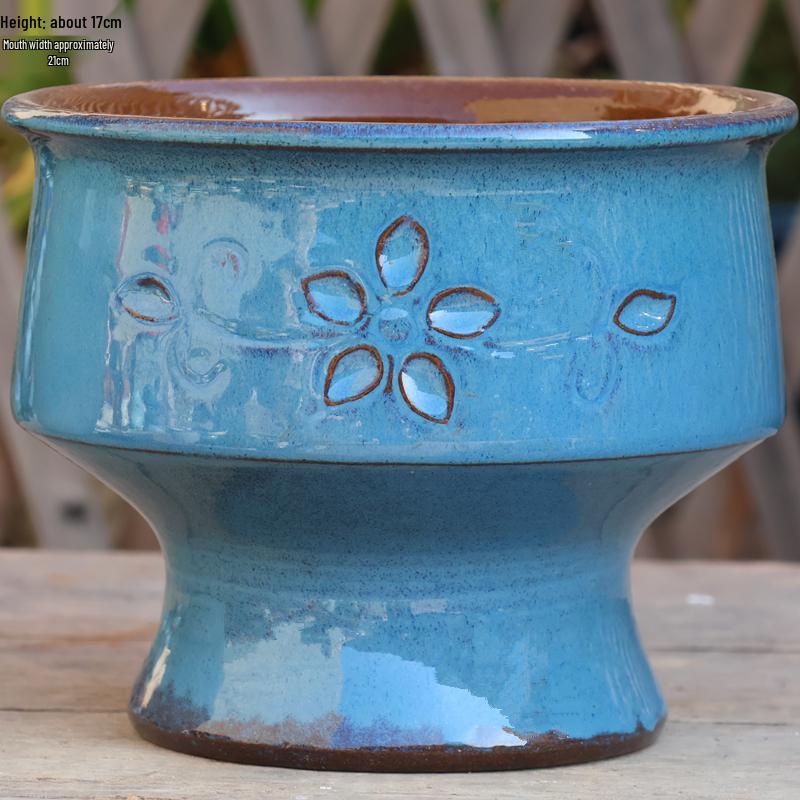 Minimalist Large Coarse Pottery Flower Pot for Succulents and Green Plants