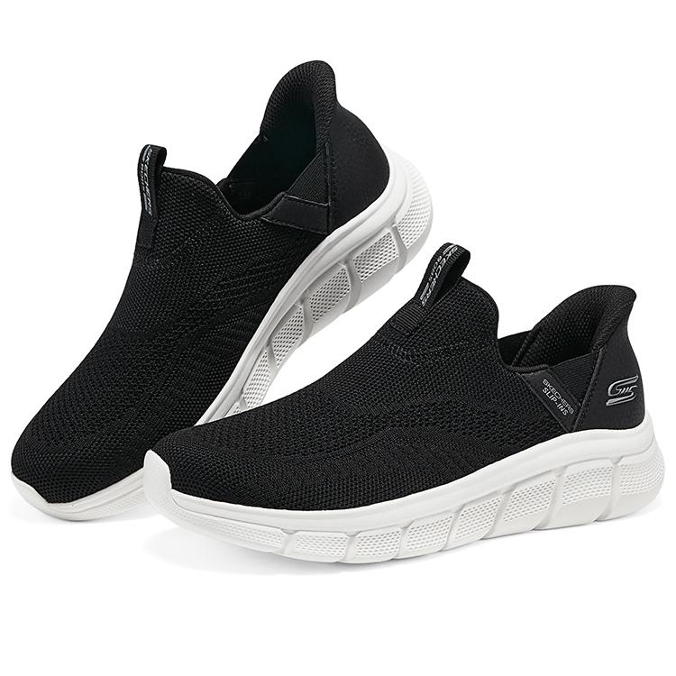 Skechers Bobs B Flex Slip-On Shoes Mesh Comfortable Versatile Durable Breathable Low-Top Casual Shoes Women sneaker Black 117634-BLK