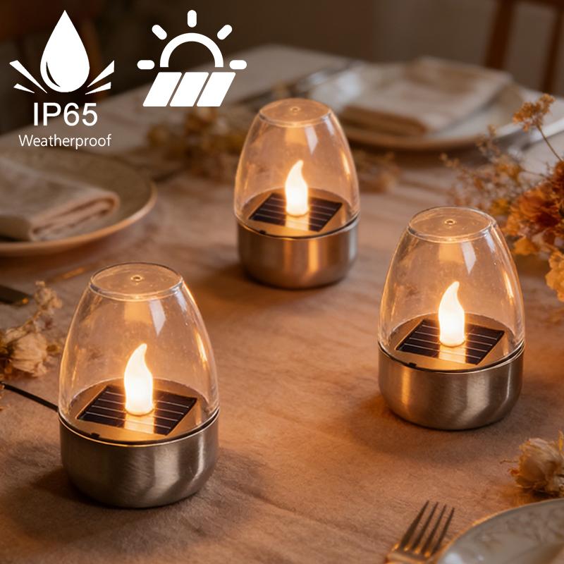 LED Solar Candles Light Flameless Rechargeable Night Light Waterproof For Garden Decor Outdoor Wedding Party Atmosphere Lamp
