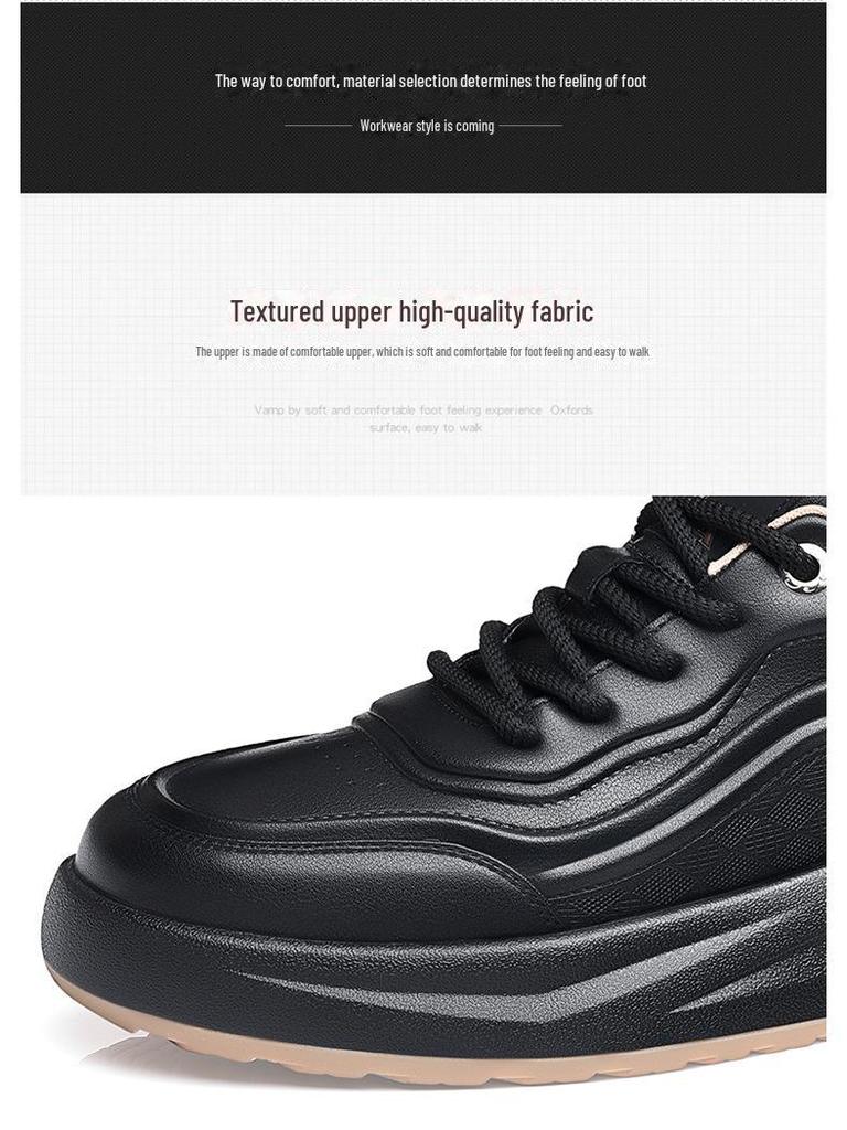 Men's Autumn & Winter Genuine Leather Sneakers - Stylish, Comfortable, Versatile, Casual White Shoes.