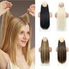 Halo Hair Extensions 22 Inch Invisible Wire Hair Extensions Long Straight Synthetic Hairpiece with Transparent Wire Adjustable Size Clips for Women