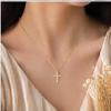 18K Gold-Plated Stainless Steel Zircon Cross Pendant Necklace for Women - Versatile and Fashionable Clavicle Chain Jewelry