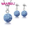 925 Sterling copper Stamped Bridal Zircon Sets Women Girls Wedding Gifts Austrian Crystal CZ Disco Ball Necklace Hoop Earrings