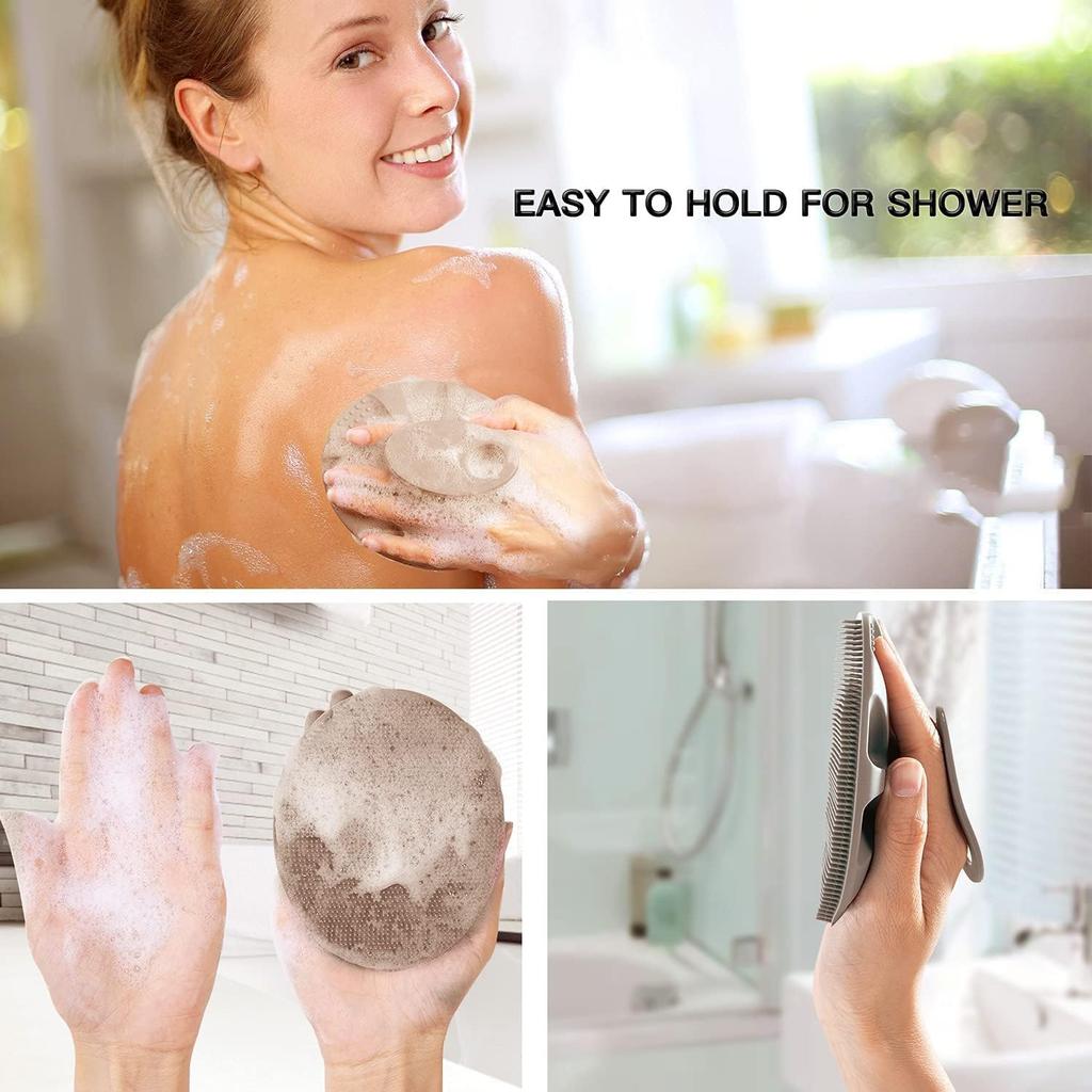 VADHVALA ENTERPRISE Soft Silicone Body Brush Scrubber Shower Brush Handheld Cleansing Skin Brush, Gentle Exfoliating and Lather Well 1 Pcs Food-Gr