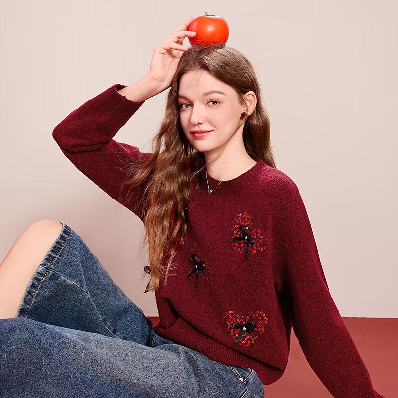 Betu Women's Festive Sequin Bowknit Slimming Top