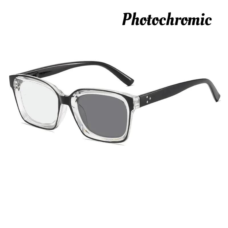 

Мужские и женские модные фотохромные очки для чтения Новые очки для пресбиопии с высокой четкостью, меняющие цвет и защищающие от синего света 0 чёрный