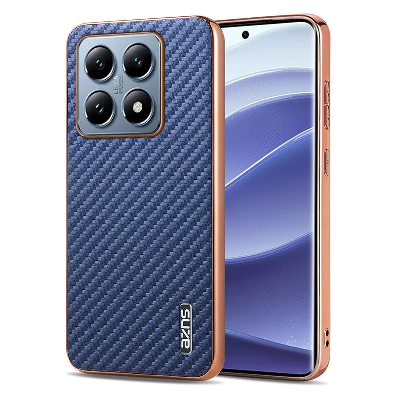 Für Xiaomi Mi 14T Pro Mi 14T 6,67 Zoll Hülle Kohlefasertextur PU Lederbezug Galvanisierter Bumper Weiche Stoßfeste Schale Fundas