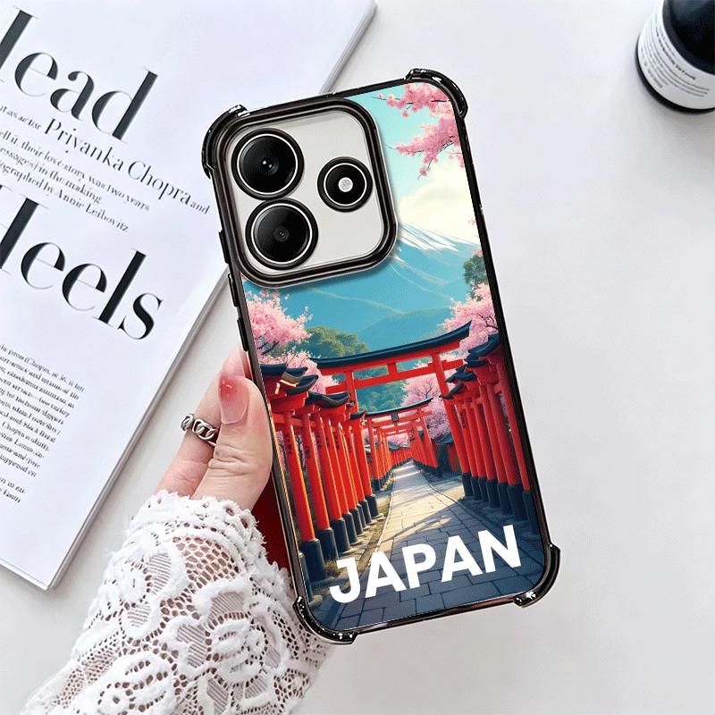 Osaka Tokyo Japan Scenery Plating Phone Case For Xiaomi Redmi Note 14 15 Pro Plus 13 12 11 11S 11T 10 9S 9 5G Anti-Fall Airabag