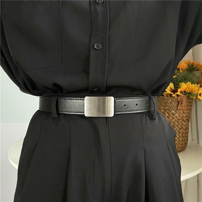 Trendy Black Pu Waist Belt With Smooth Buckle Ideal For Students And Casual Wear