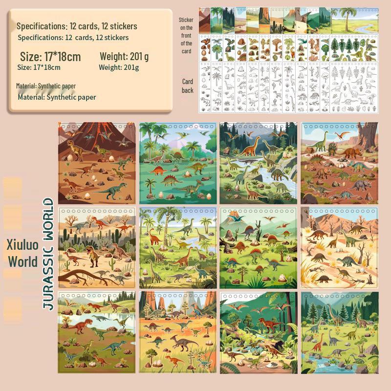 Yuxian Animal World Landscape Coil Sticker Book: Children s Educational Stress Relief and Fun DIY Coloring Diary.