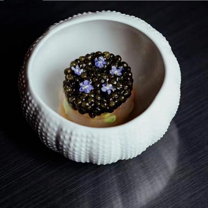 Piatto Bianco Ceramica Riccio di Mare Ciotola da Dessert Piatto Irregolare Ostrica Decorazione Ristorante Stoviglie Ciotola Condimenti Piatto Spezie