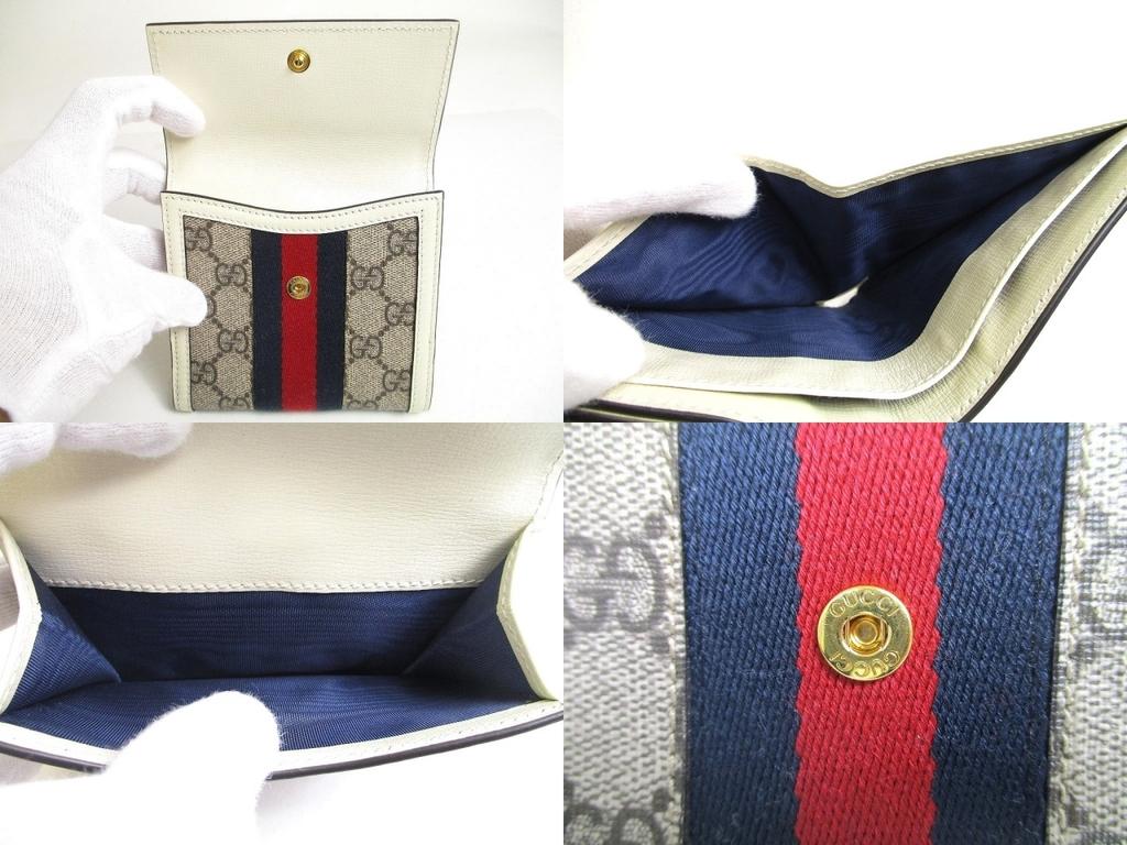 Authentic GUCCI GG Jackie 1961 White Leather Bifold Wallet Compact Wallet #a484  Open Box