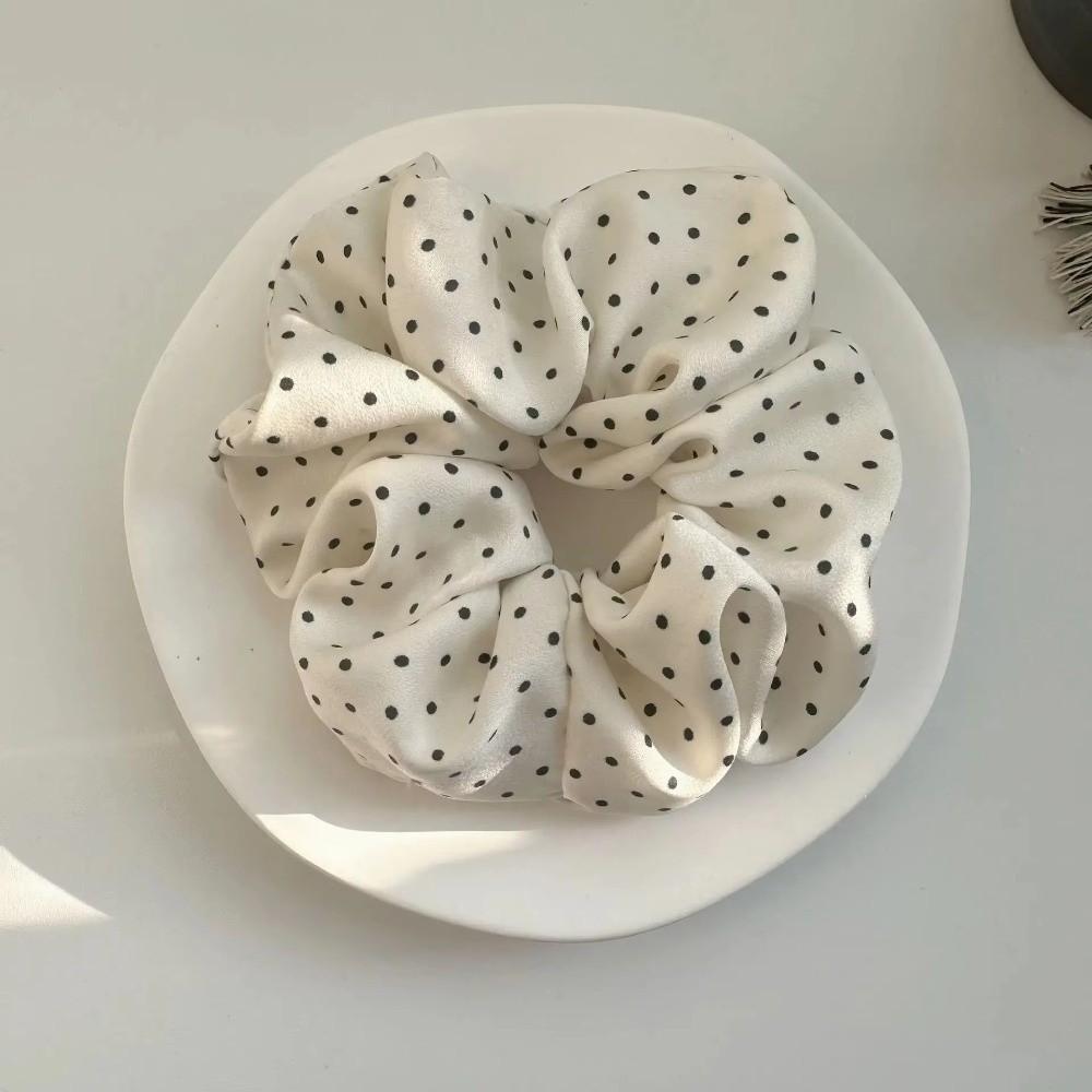 Elastic Hair Scrunchies Polka Dot Ponytail Holder Minimalist Elastic Hair Loop  For Women белый