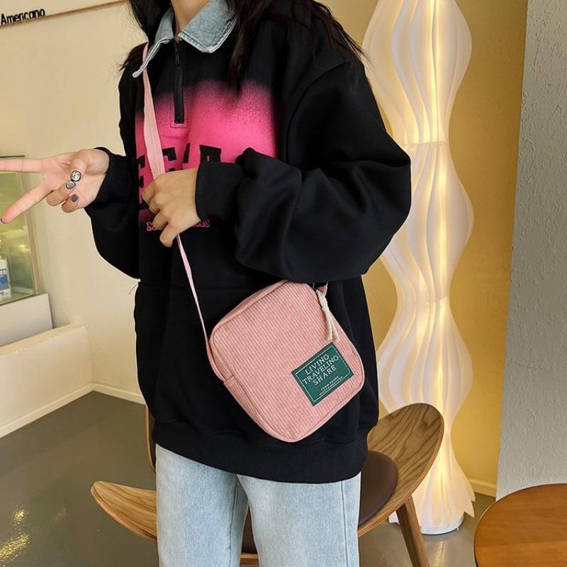New retro versatile corduroy women's bag corduroy cloth bag striped shoulder messenger bag