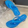 Fashion Round Toe Clip Toe Women Flip Flops Open Toe Non-slip Wedges Sandals Woman 2025 Summer Fashion Comfortable Vacation Beach Shoes
