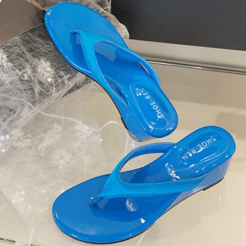 Fashion Round Toe Clip Toe Women Flip Flops Open Toe Non-slip Wedges Sandals Woman 2025 Summer Fashion Comfortable Vacation Beach Shoes