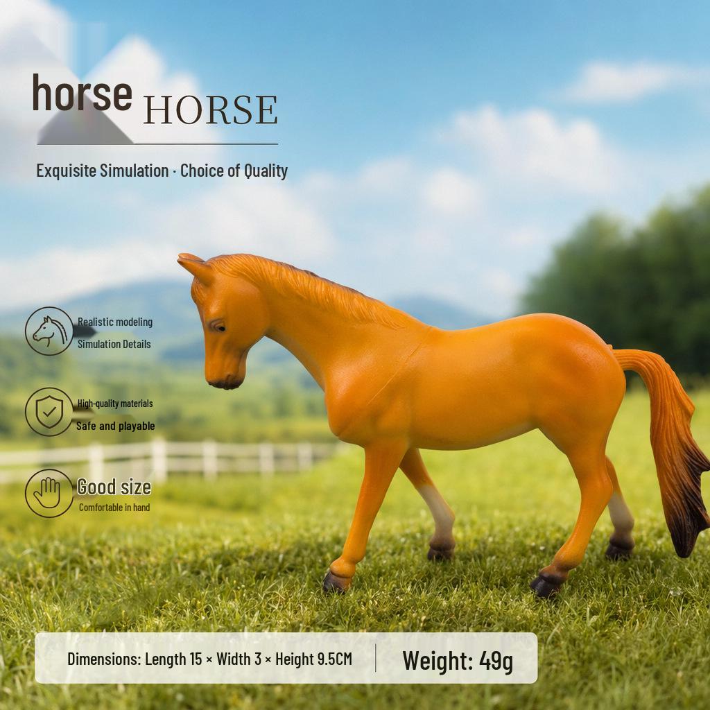 Black Stallion Foal Simulation Animal Model - Wild Horse Cognitive Toy Ornament for Children