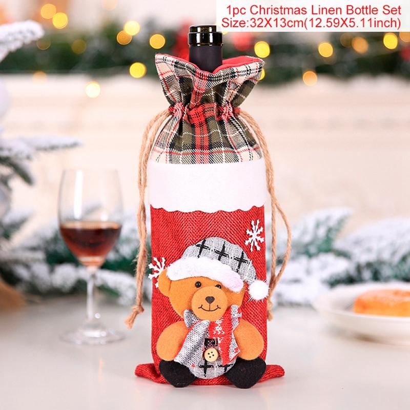 Christmas Wine Bottle Cover Merry Christmas Decorations For Home Christmas Ornament Xmas Table Decor New Year 2026 Navidad Gift