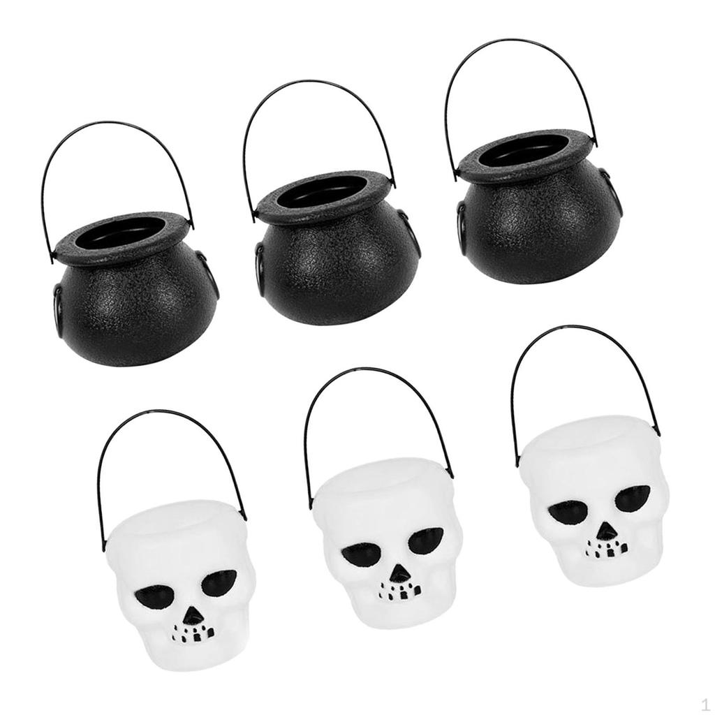 6 Pieces Candy Bucket with Handle Halloween Holder Pot Kettles Cups Pail Party Favors