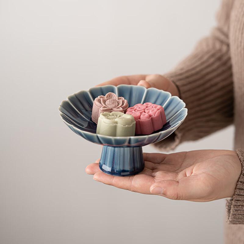 Shixun Lotus Petal High-Foot Ceramic Fruit Plate