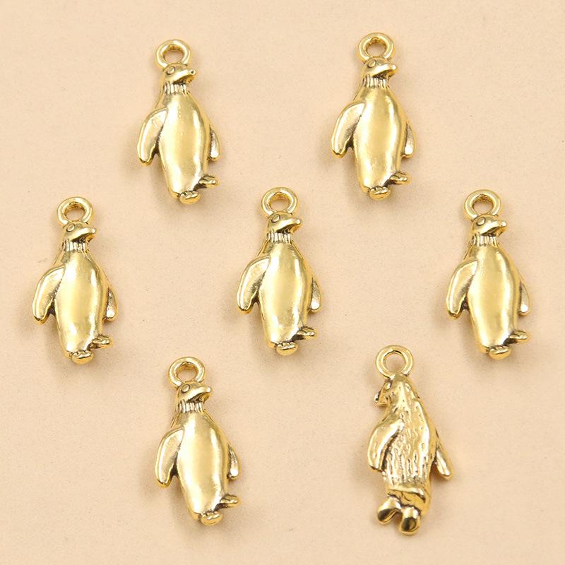 3-Color 10x23mm Alloy Retro Penguin Charm Pendant for DIY Jewelry and Accessories