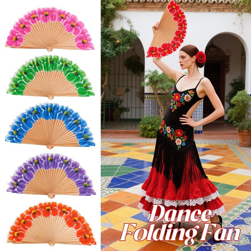 Portable Wooden Folding Fan Handheld for Dancing Wedding Party Gift Home Decoration and Stage Performance Use