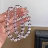 Clear Quartz Round Bead Bracelet 8mm 10mm / With Gold Beads, Handmade Natural Style Ornament