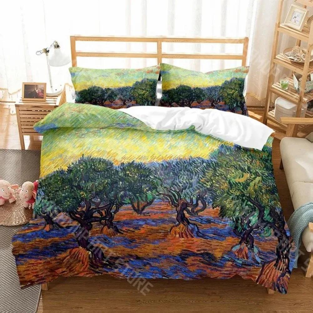 3D Print Art Painting Van Gogh Oil Painting Duvet Cover Set Pattern Polyester Comforter Cover King Queen Size for Men Women