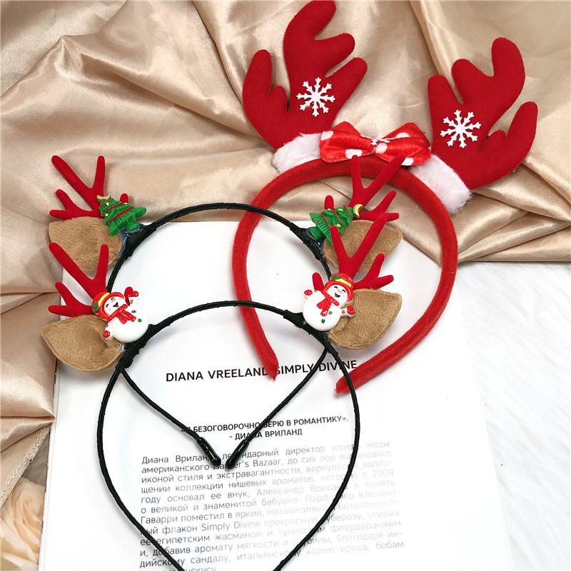 Japanese & Korean New Year Hair Accessories: Cute Plush Antler Christmas Headband for Girls