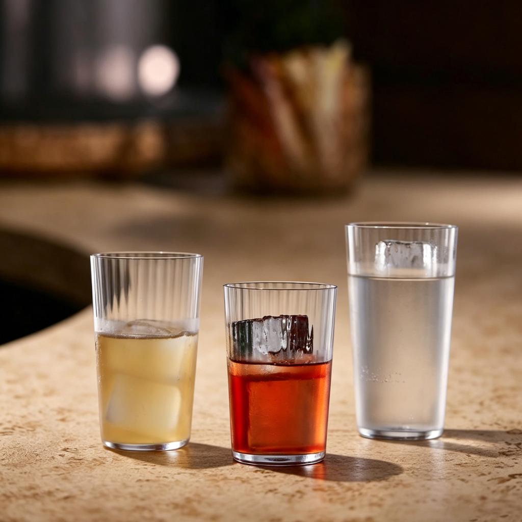 Inmeet Premium Japanese Striped Highball Glass Tall Cocktail Cup for Iced Americano And Mixed Drinks