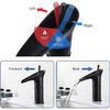 Bathroom Waterfall Basin Mixer Tap Black Brass Single Lever Washbasin Mixer Tap Bathroom Wash Basin Tap for Hot and Cold Water