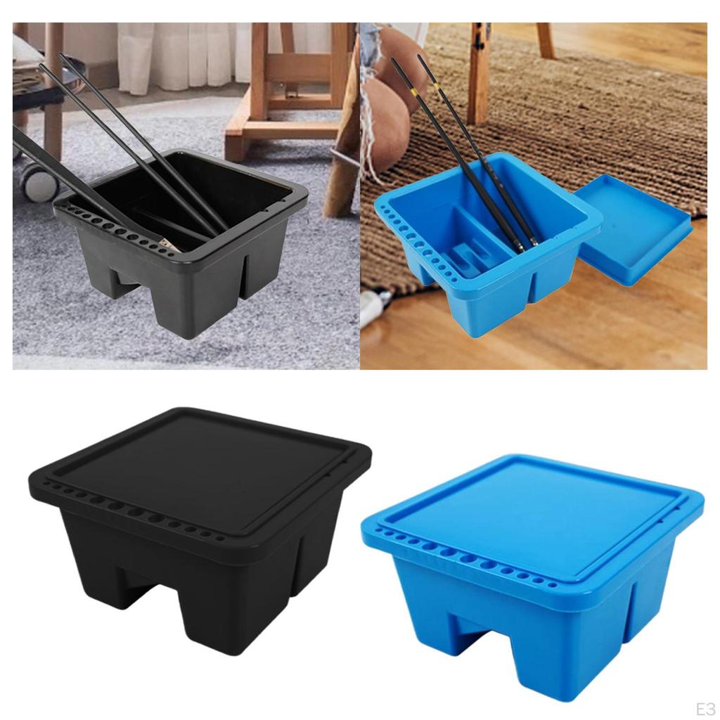 Paint Brush Basin Artist Pen Washer Bucket with Lid for Oil Painting Art Supplies