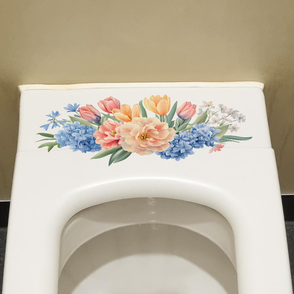 Painted Flowers Leaves Bathroom Toilet Home Beautification Decorative Stickers