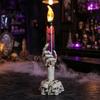 Battery Operated Halloween Lights LED Ghost Candle Light, Spooky Hand Lamp Retro Skeleton Base Ornaments Tabletop Decor, Horror Light for Party