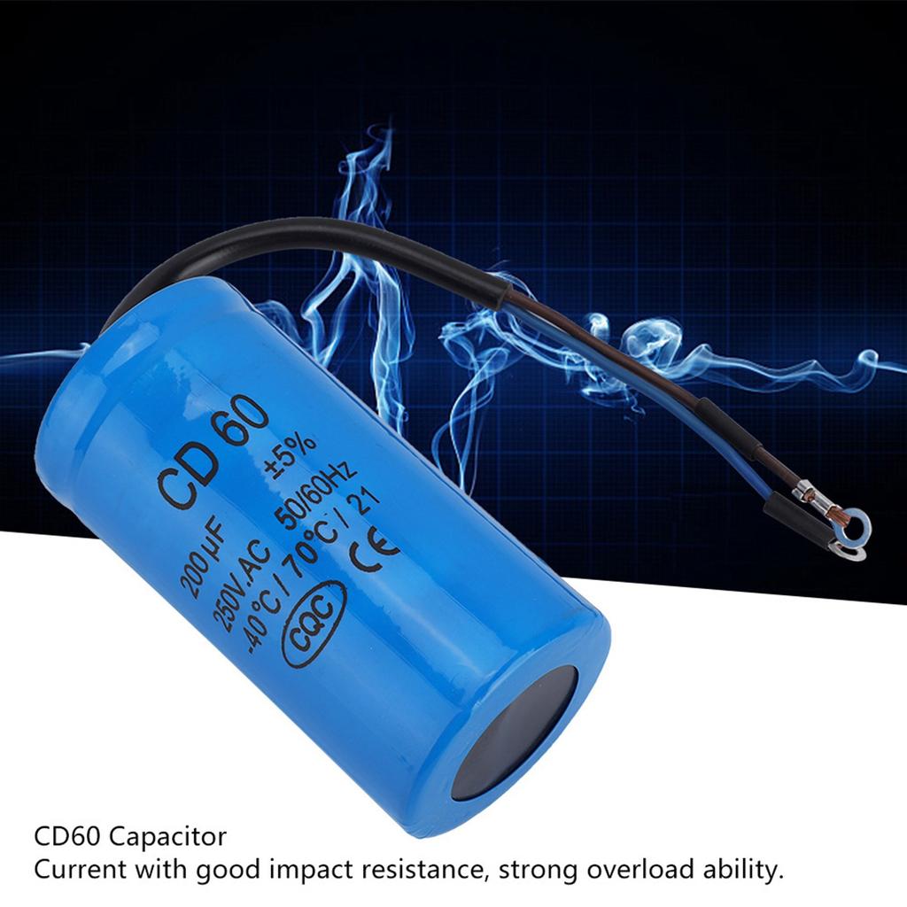 CD60 Run Capacitor with Wire   250V AC 200uF 50 60Hz for Motor Air Compressor