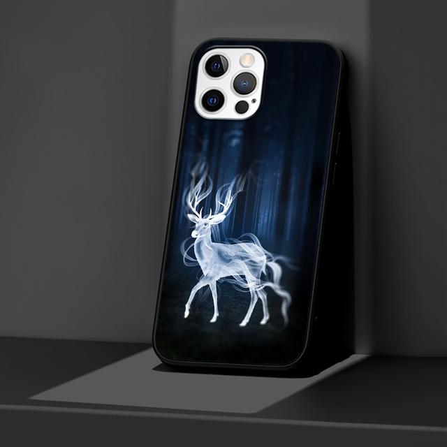 Black Case For Iphone 14 11 13 Pro Max 12 Mini Xr 7 8 Plus Se 2020 Xs 6 6s +Coque Soft Mobile Phone Bag Cover Deer Art Poster