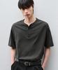 DRAW FIT Pigment Cotton Henley Neck Half T-Shirt [Charcoal]