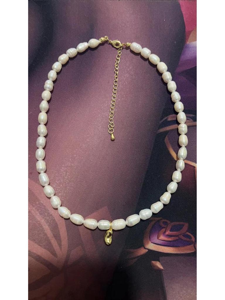 Korean Style Freshwater Pearl Heart and Smiley Face Pendant Necklace - Women's Elegant Acacia Bean Choker Jewelry