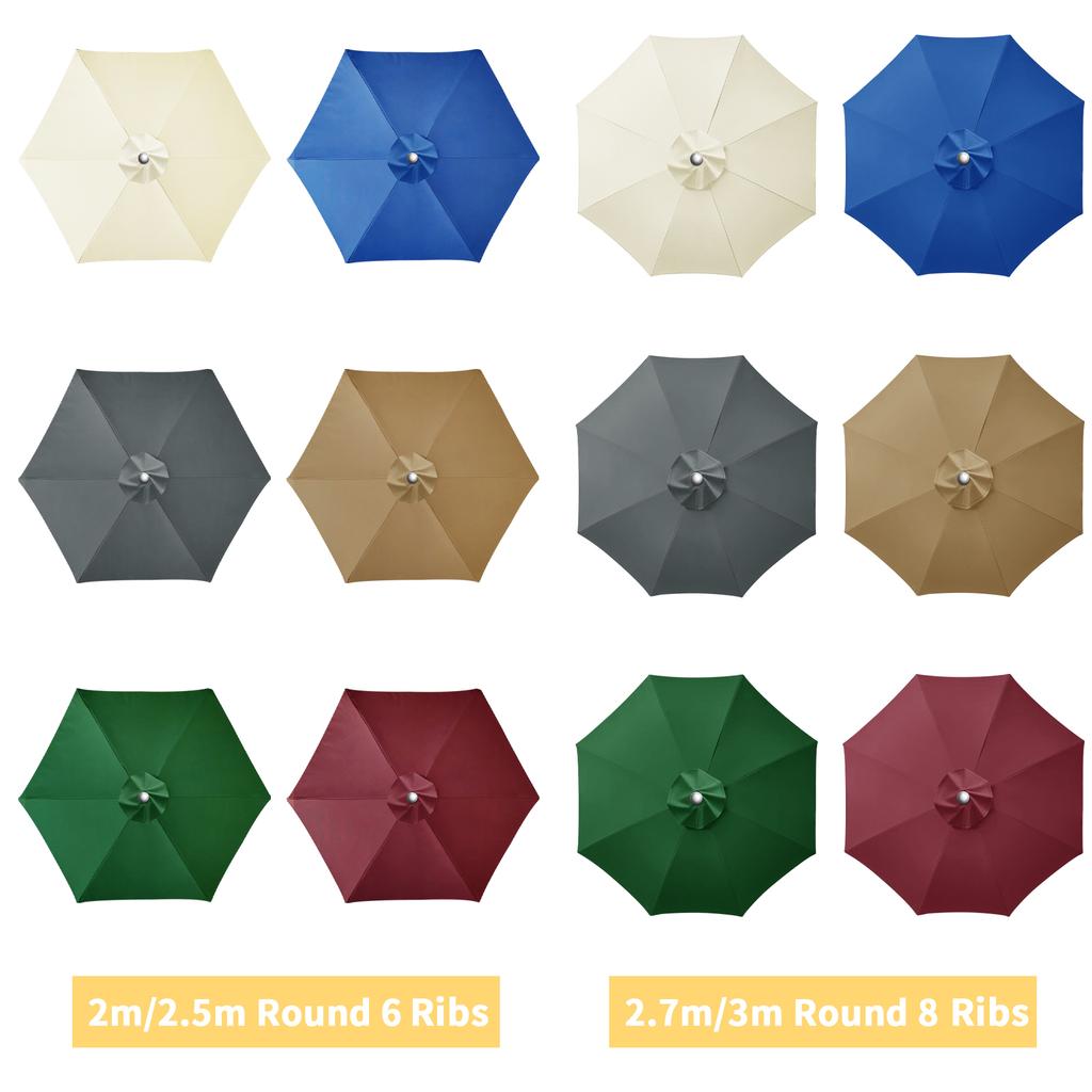 Telo superiore per ombrellone sostituibile, ideale per giardino, patio, esterni, patio, con protezione UV, disponibile nelle misure 2m/2.5m/2.7m/3m.