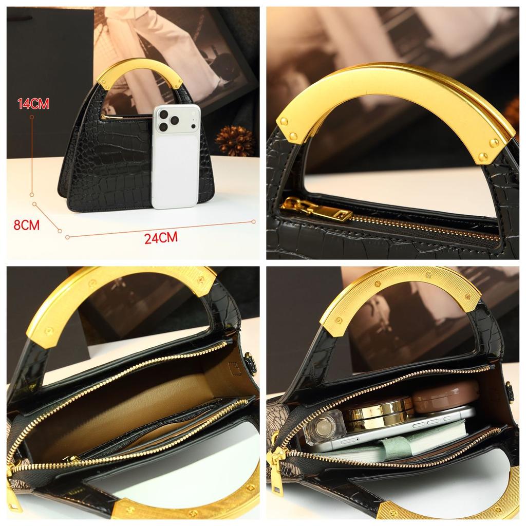 Bolsa Trapezoidal de Couro Brilhante Retrô