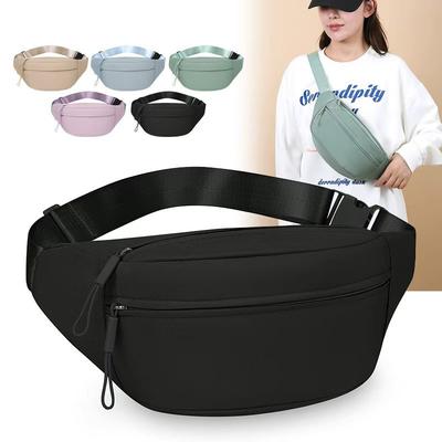 Women's Outdoor Solid Color Lightweight Multi-Pocket Sports Waist Chest Bag