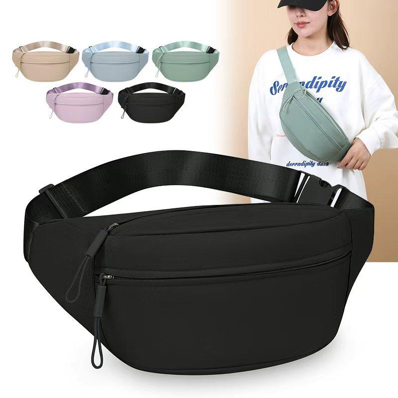 Women's Outdoor Solid Color Lightweight Multi-Pocket Sports Waist Chest Bag