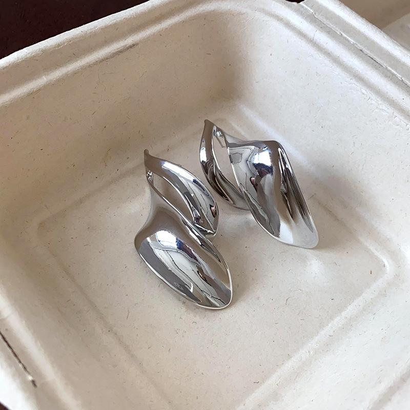 

Silver Needle Irregular Leaf Metal Stud Earrings Niche Personality Fashion Exaggeration Earrings High-end Trendy Unique Earrings Women