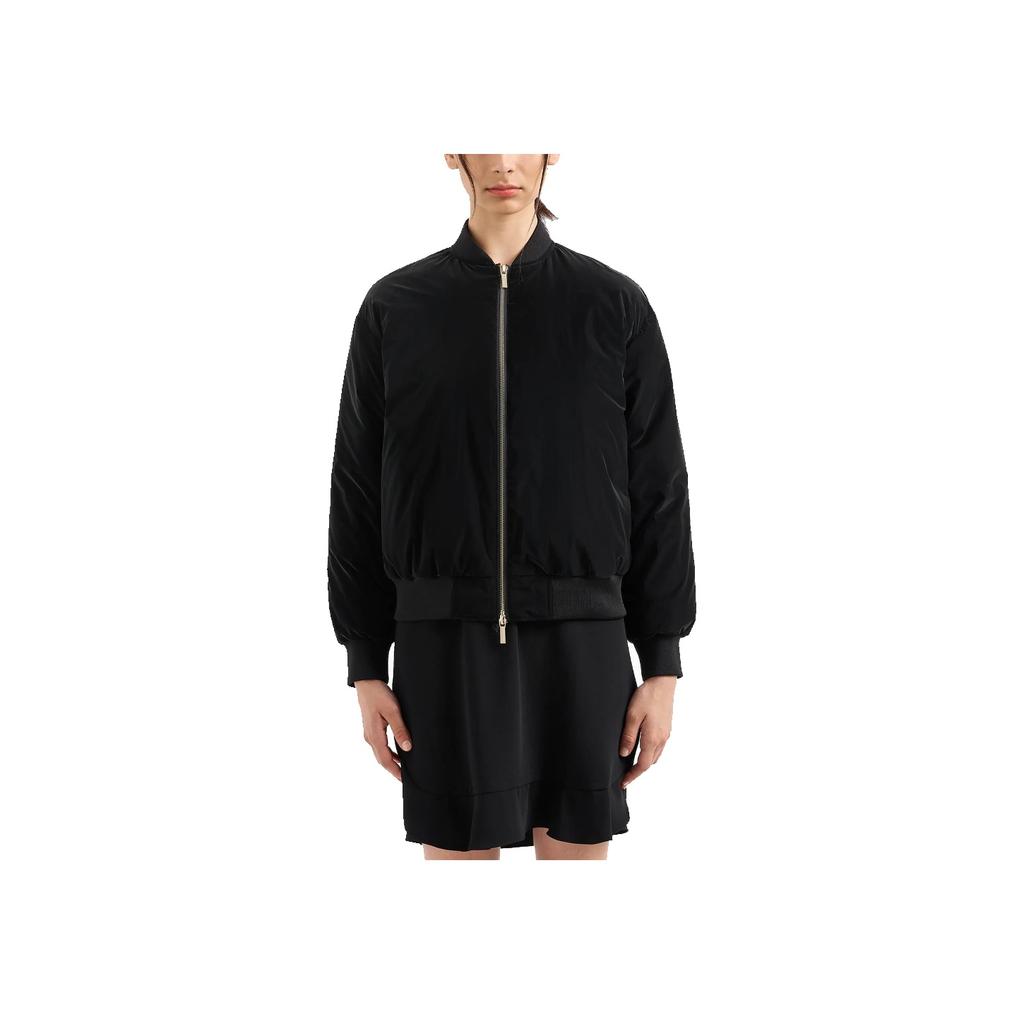 Armani Exchange FW24 Baseball Collar Loose Hem Cotton Jacket Women jackets Black 6DYB63-YN6YZ-1200