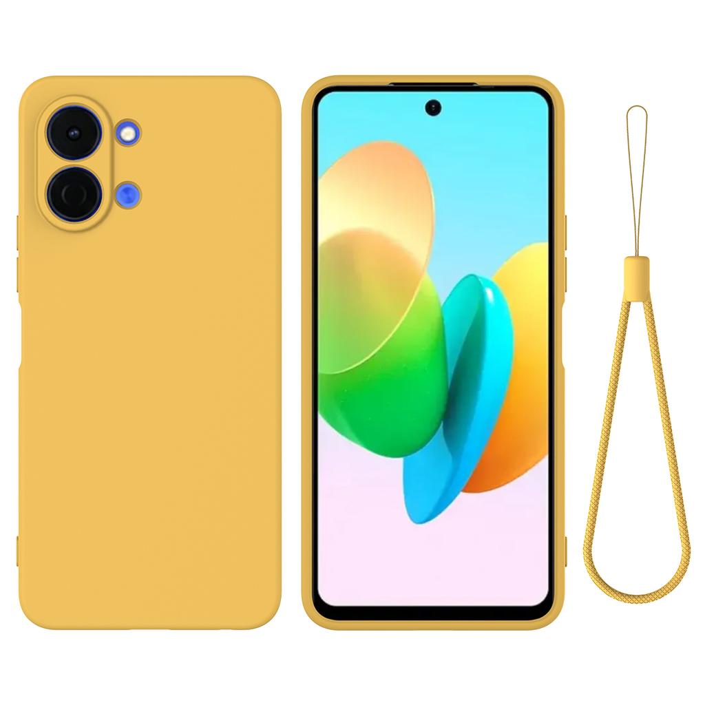 For TECNO Spark Go 3 Liquid Silicone Case Phone Back Cover with Hand Strap