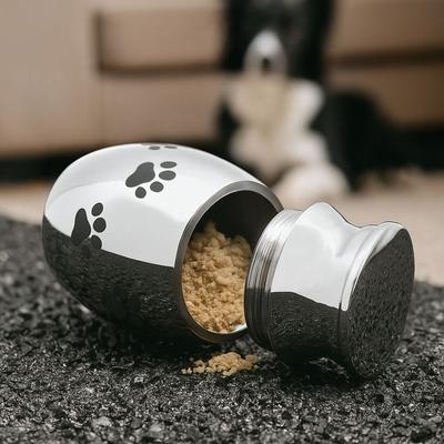 Urnes de Crémation pour Animaux en Acier Inoxydable Étanche à la Poussière Urne Mémorielle pour Animaux Motif Patte de Chiot avec Couvercle Pot d'Enterrement Souvenir