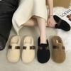 Mao Mao slippers women wear 2025 autumn and winter new Internet celebrities one foot flat lazy bag head half drag cotton slippers