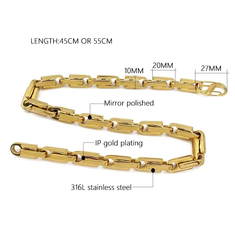 316L Stainless Steel Chunky Chain Necklace Set S Hoop Clasp Big Heavy Link Chain Choker Necklace Statement Cool for Men Women
